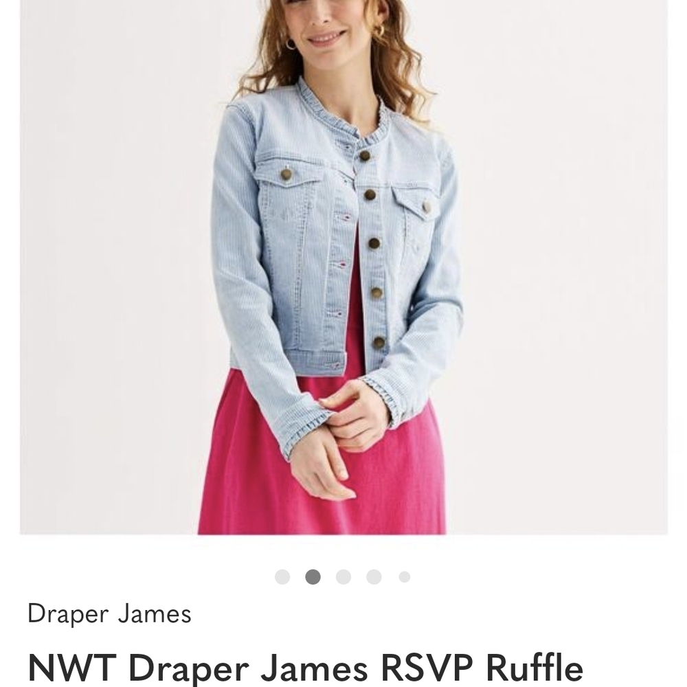 Draper James Light Blue Ruffle Jean Jacket